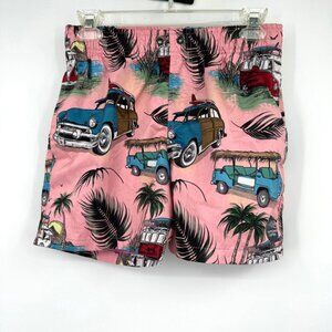 Psycho Tuna Board Shorts Mens small trunks swim  Cars Camper Surf Island Beach